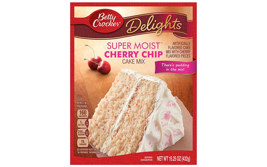 Betty Crocker Delights Super Moist Cherry Chip Cake Mix   Box  432 grams